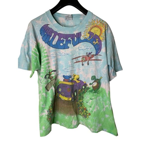 Vintage 1992 Spring Tour Grateful Dead 100% cotton Liquid Blue tie dye men's XL - Picture 1 of 7